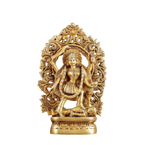 Pure Brass Superfine Kali Mata Idol with Four Arms 8" | Prabhavali Frame | Powerful Divine Energy for Home Temple & Prayers | Handcrafted Goddess Kali Murti